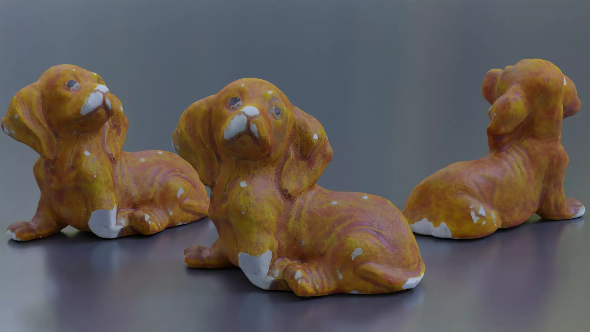 plaster dog Low-poly 3D model_0