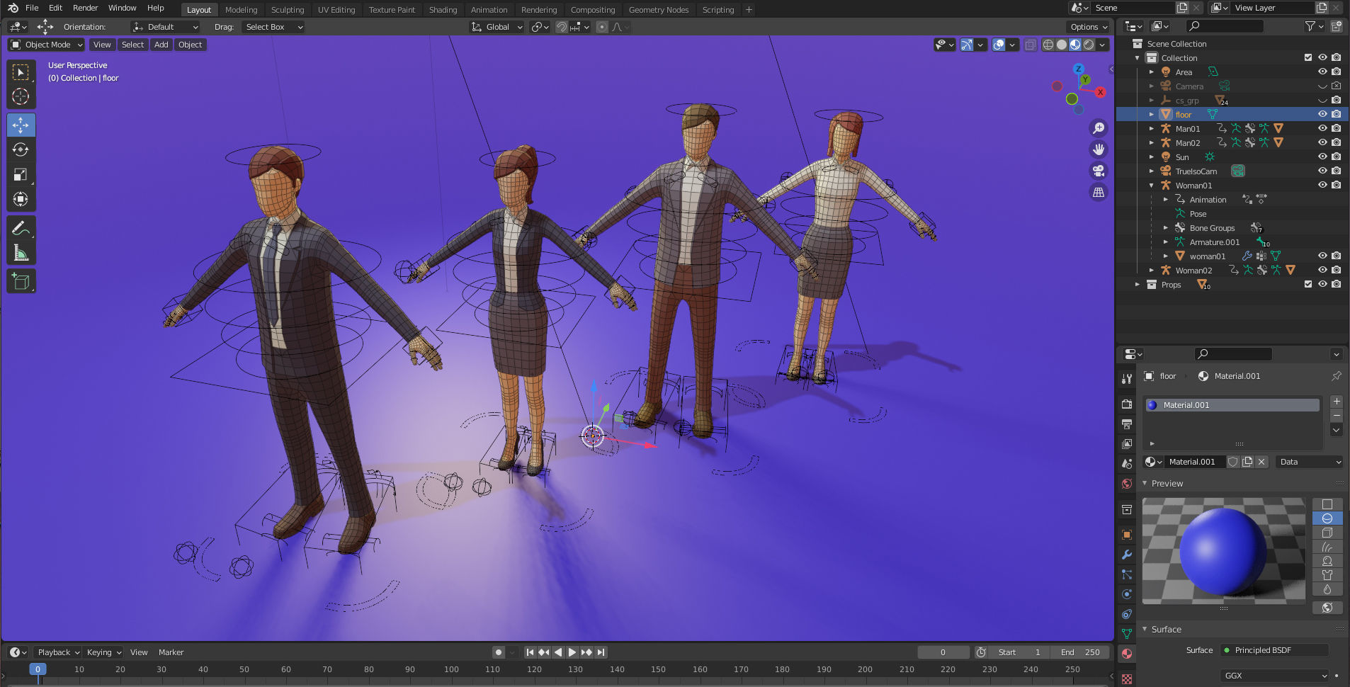 Low Poly 3D Stylized Character Business People Isometric Set Low-poly 3D model_22