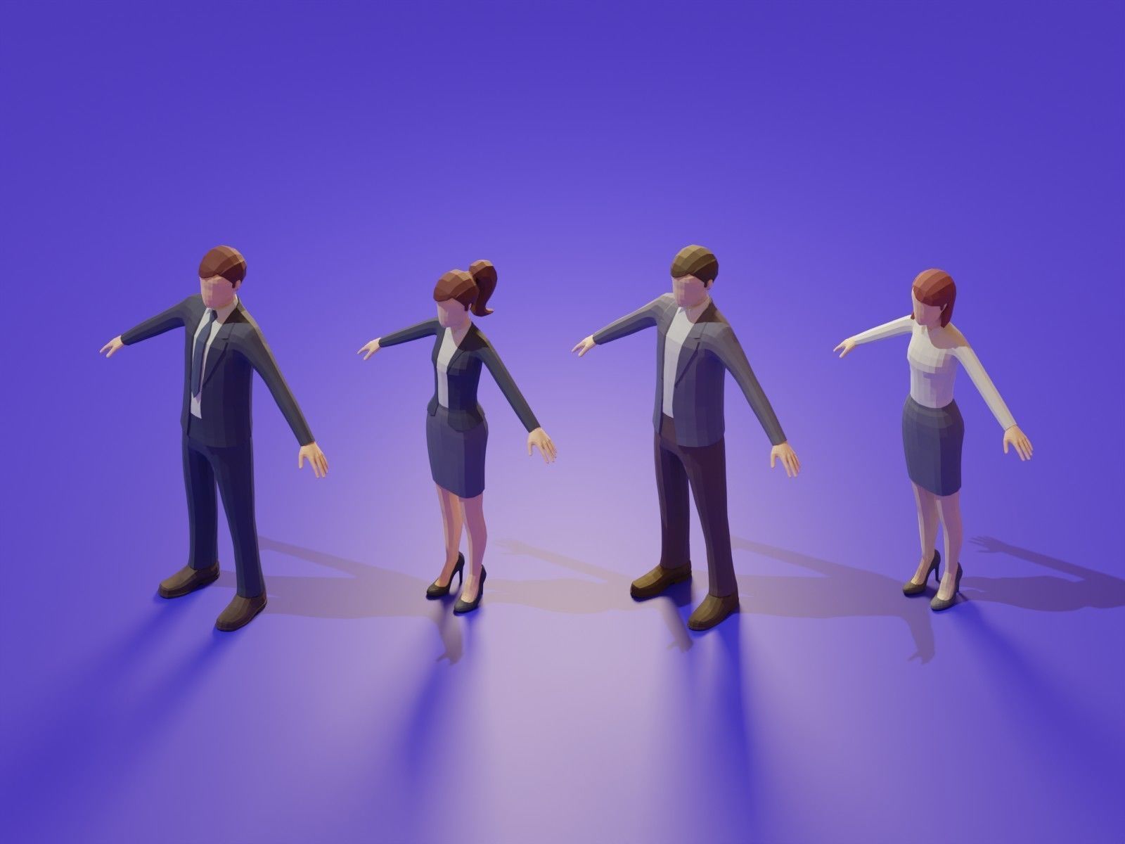 Low Poly 3D Stylized Character Business People Isometric Set Low-poly 3D model_20