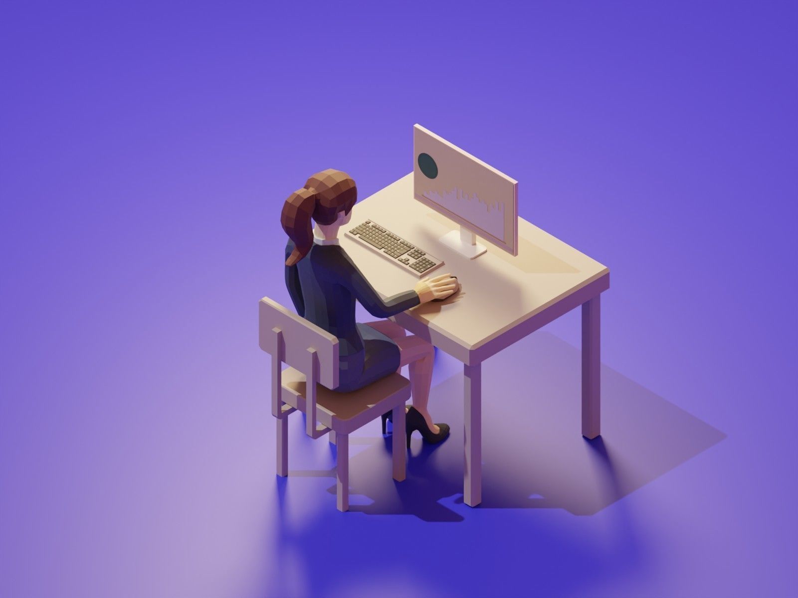 Low Poly 3D Stylized Character Business People Isometric Set Low-poly 3D model_13