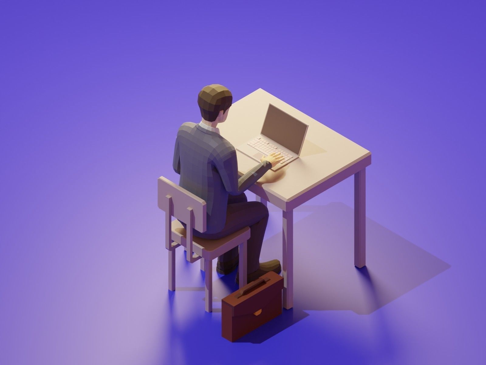 Low Poly 3D Stylized Character Business People Isometric Set Low-poly 3D model_5