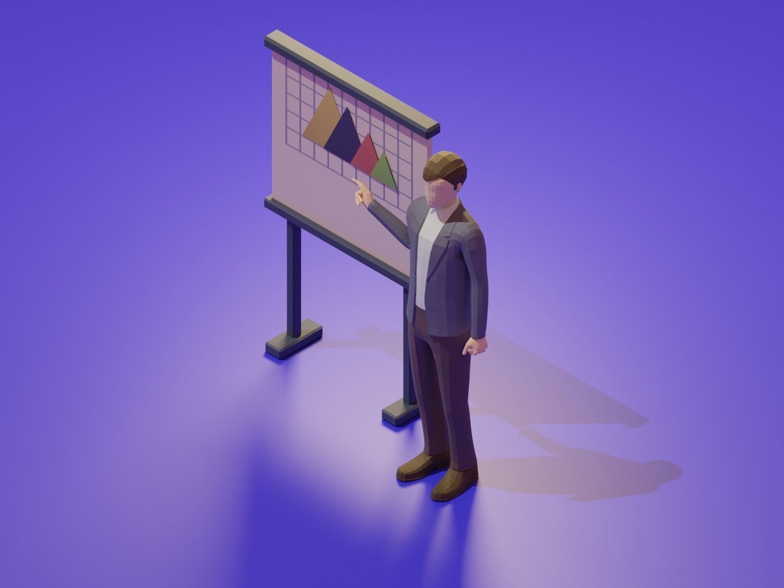 Low Poly 3D Stylized Character Business People Isometric Set Low-poly 3D model_2
