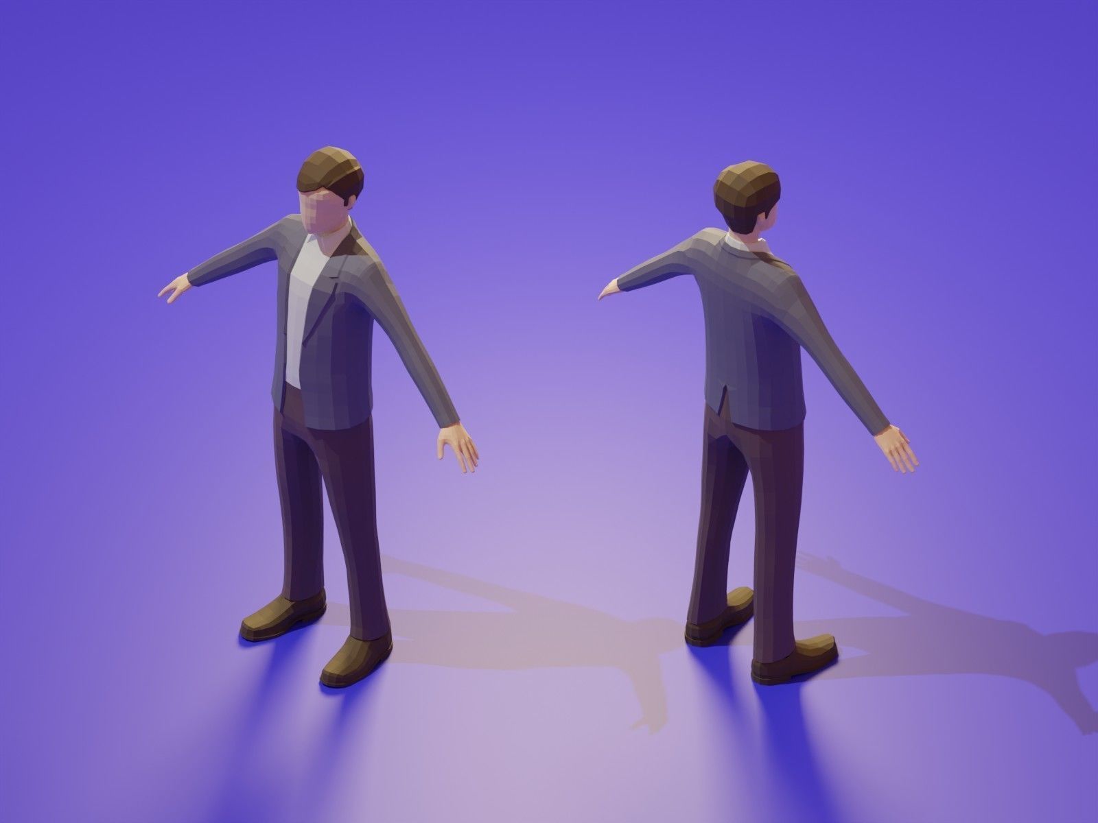 Low Poly 3D Stylized Character Business People Isometric Set Low-poly 3D model_16