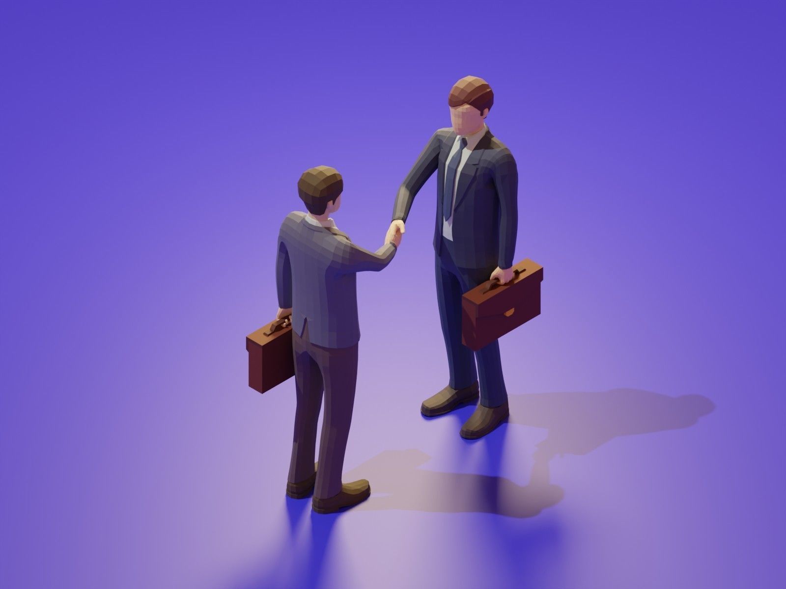 Low Poly 3D Stylized Character Business People Isometric Set Low-poly 3D model_1