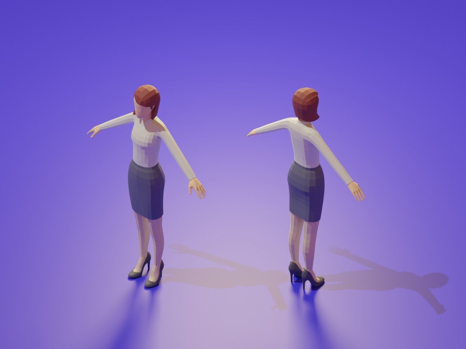 Low Poly 3D Stylized Character Business People Isometric Set Low-poly 3D model_17