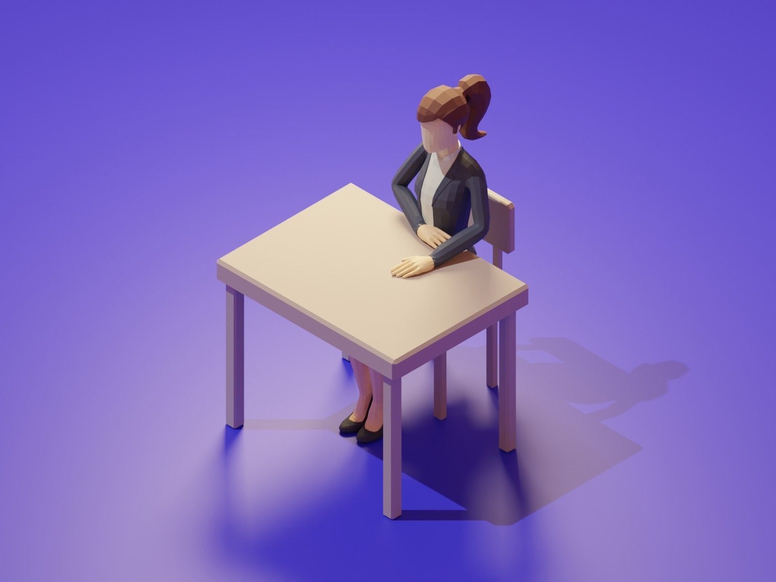 Low Poly 3D Stylized Character Business People Isometric Set Low-poly 3D model_14