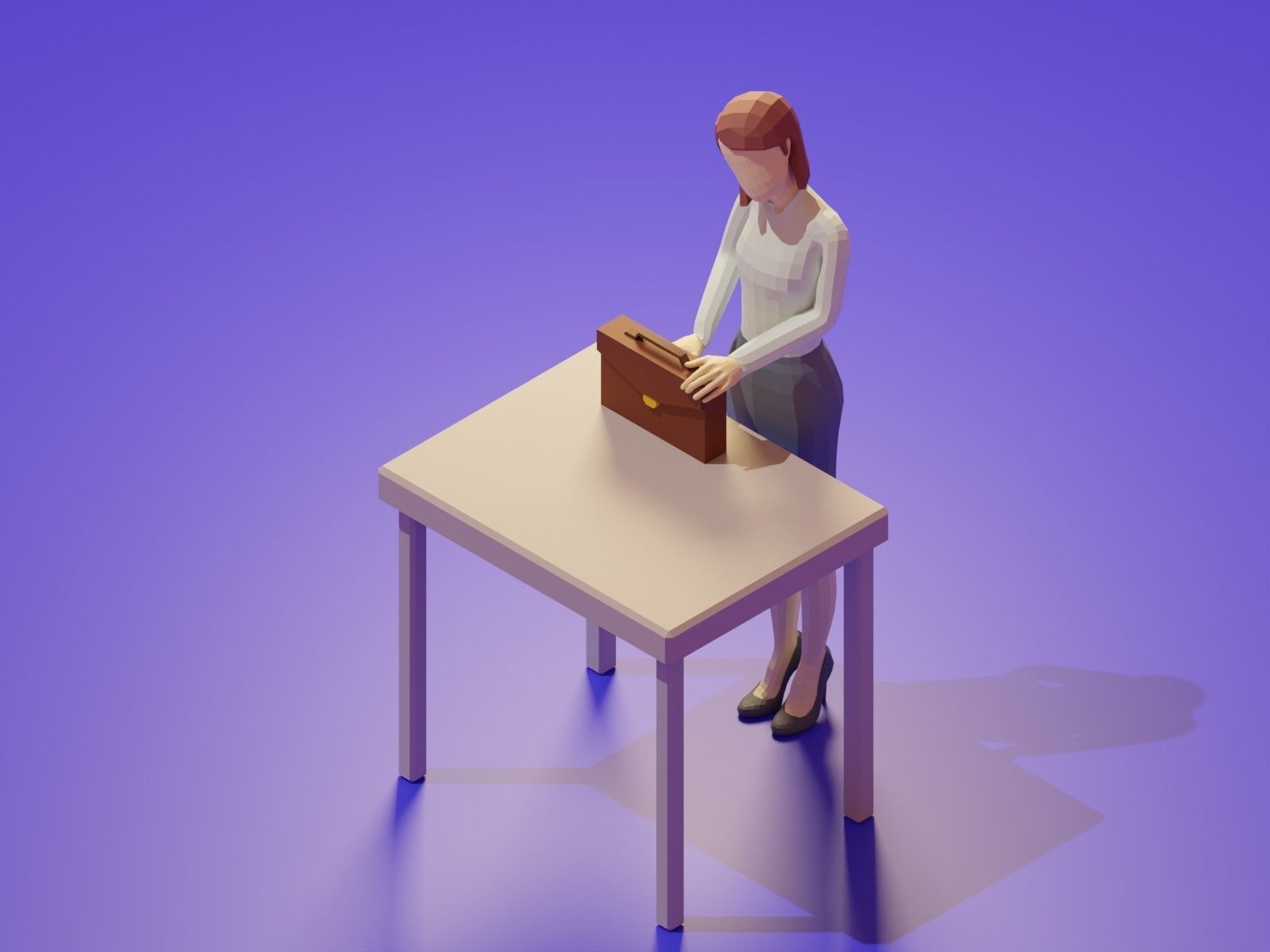 Low Poly 3D Stylized Character Business People Isometric Set Low-poly 3D model_10