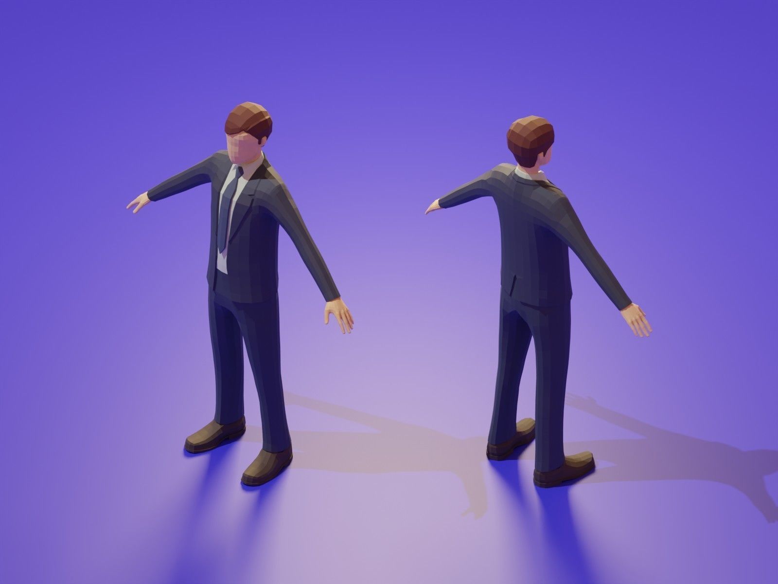 Low Poly 3D Stylized Character Business People Isometric Set Low-poly 3D model_19