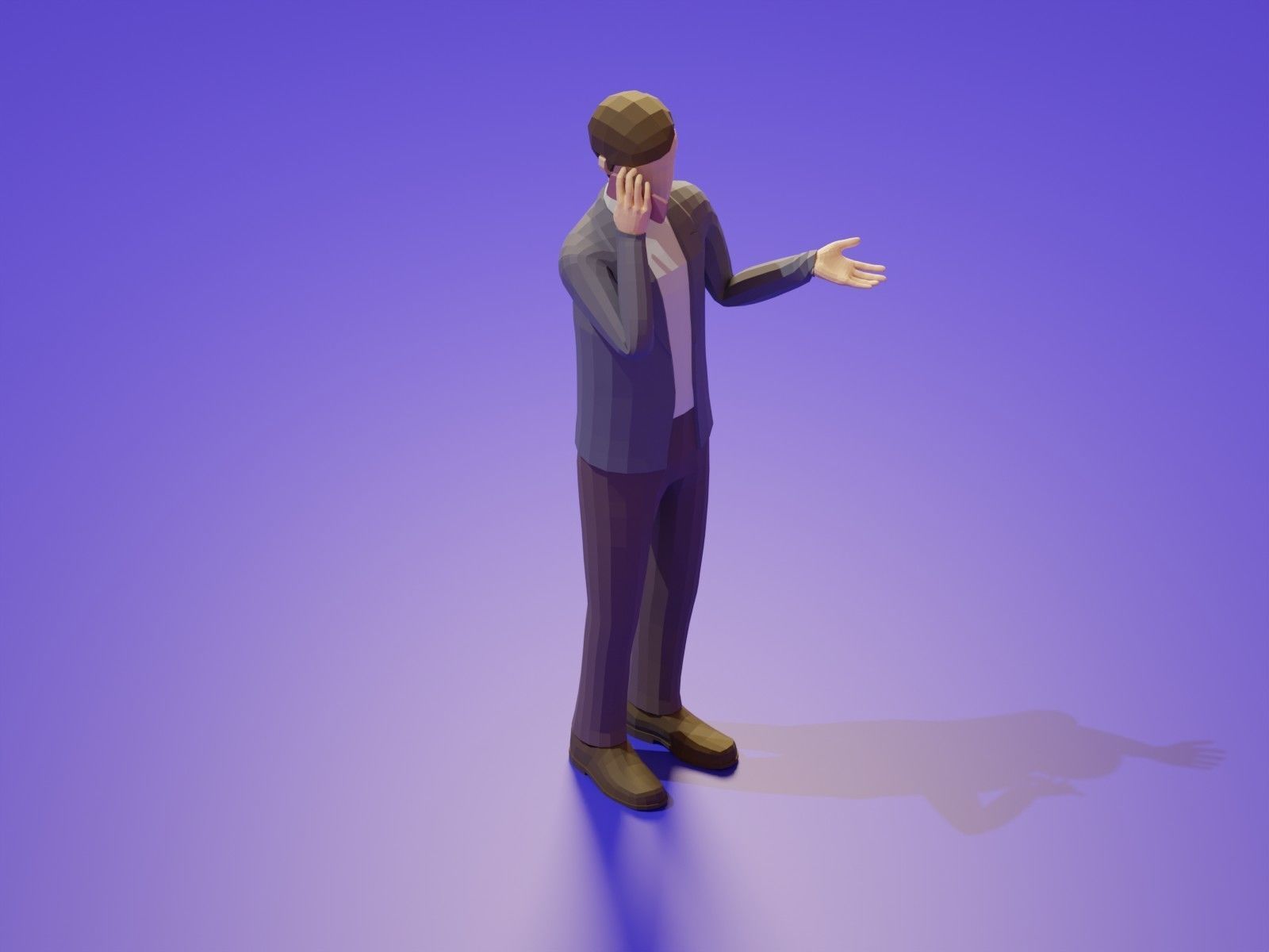 Low Poly 3D Stylized Character Business People Isometric Set Low-poly 3D model_3