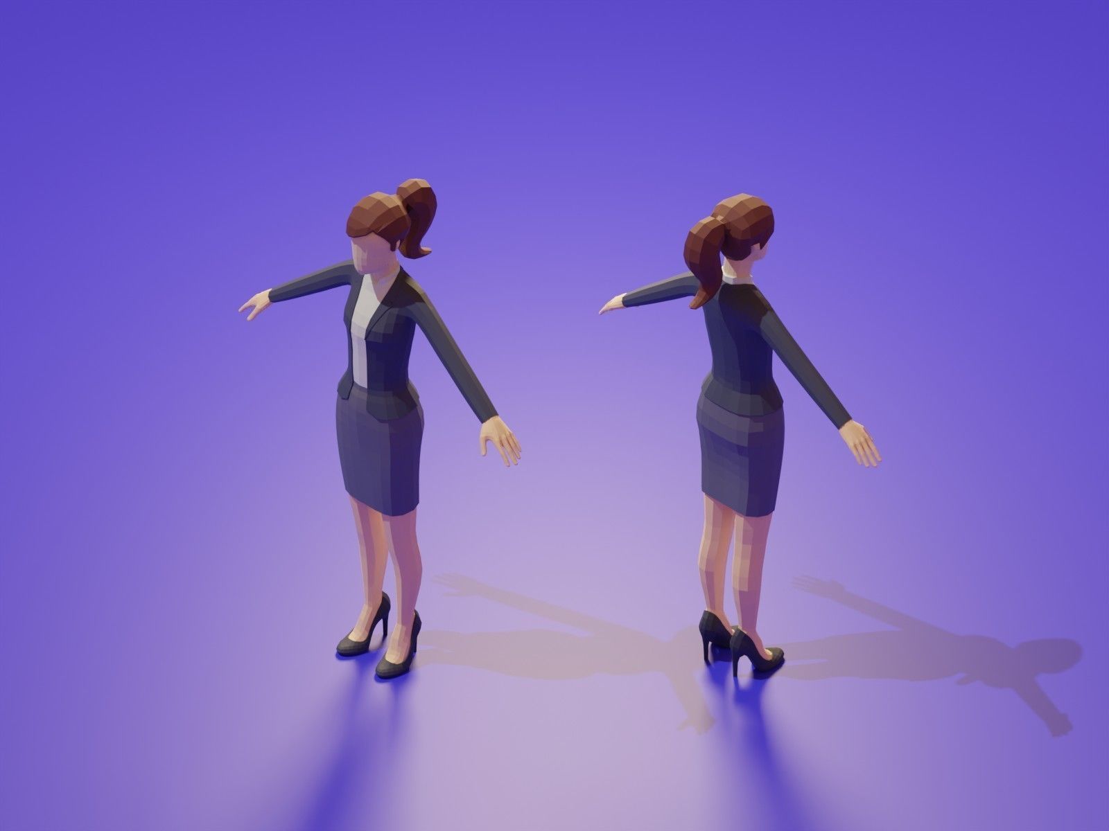 Low Poly 3D Stylized Character Business People Isometric Set Low-poly 3D model_18