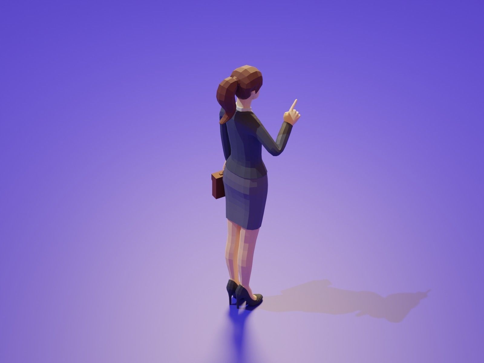 Low Poly 3D Stylized Character Business People Isometric Set Low-poly 3D model_11