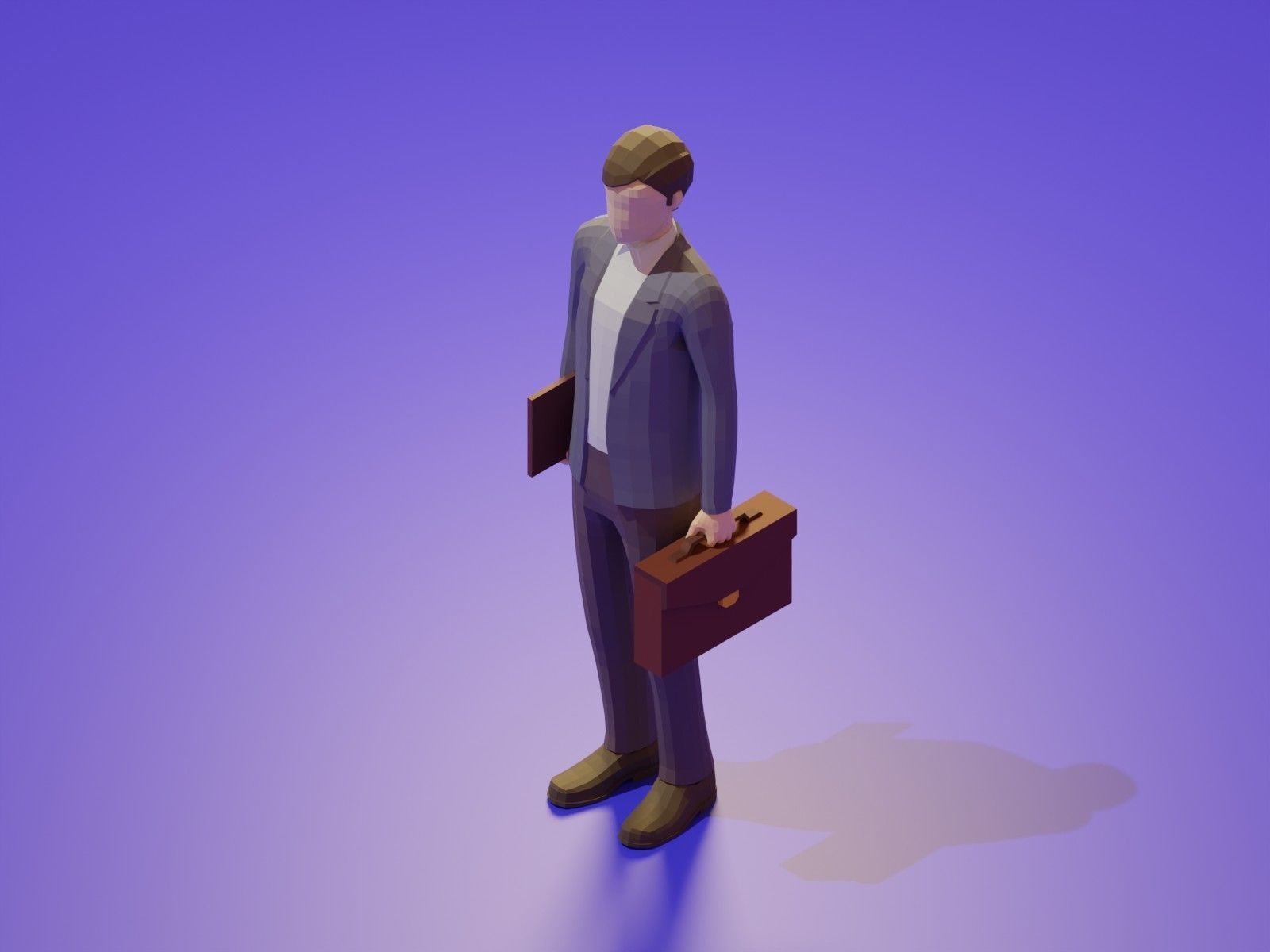 Low Poly 3D Stylized Character Business People Isometric Set Low-poly 3D model_4