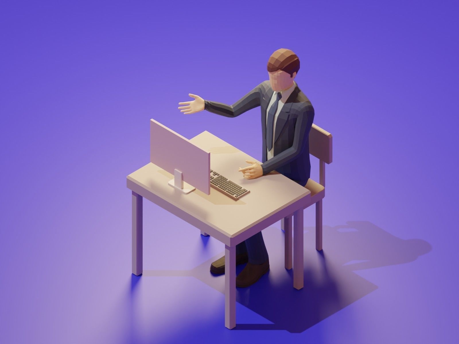 Low Poly 3D Stylized Character Business People Isometric Set Low-poly 3D model_15