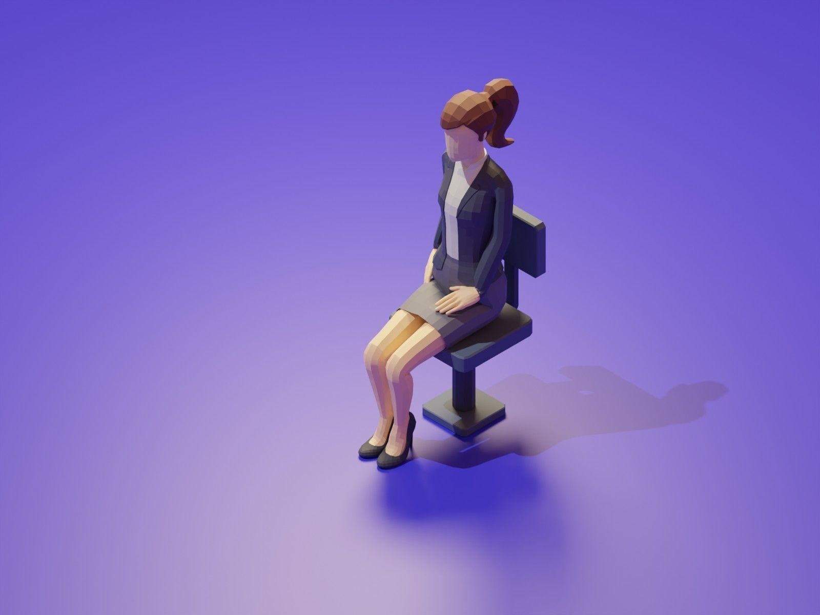 Low Poly 3D Stylized Character Business People Isometric Set Low-poly 3D model_12