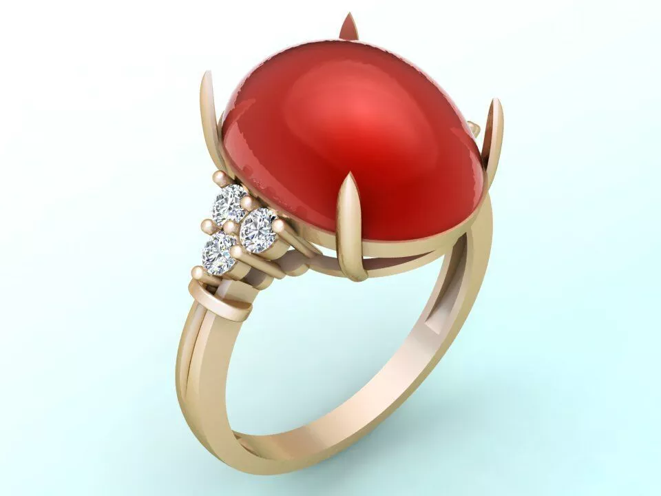 Gemstone ring - Oval stone ring - Womens ring - N6203 3D print model