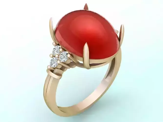 Gemstone Rings - Oval stone ring - Womens Rings 3D print model