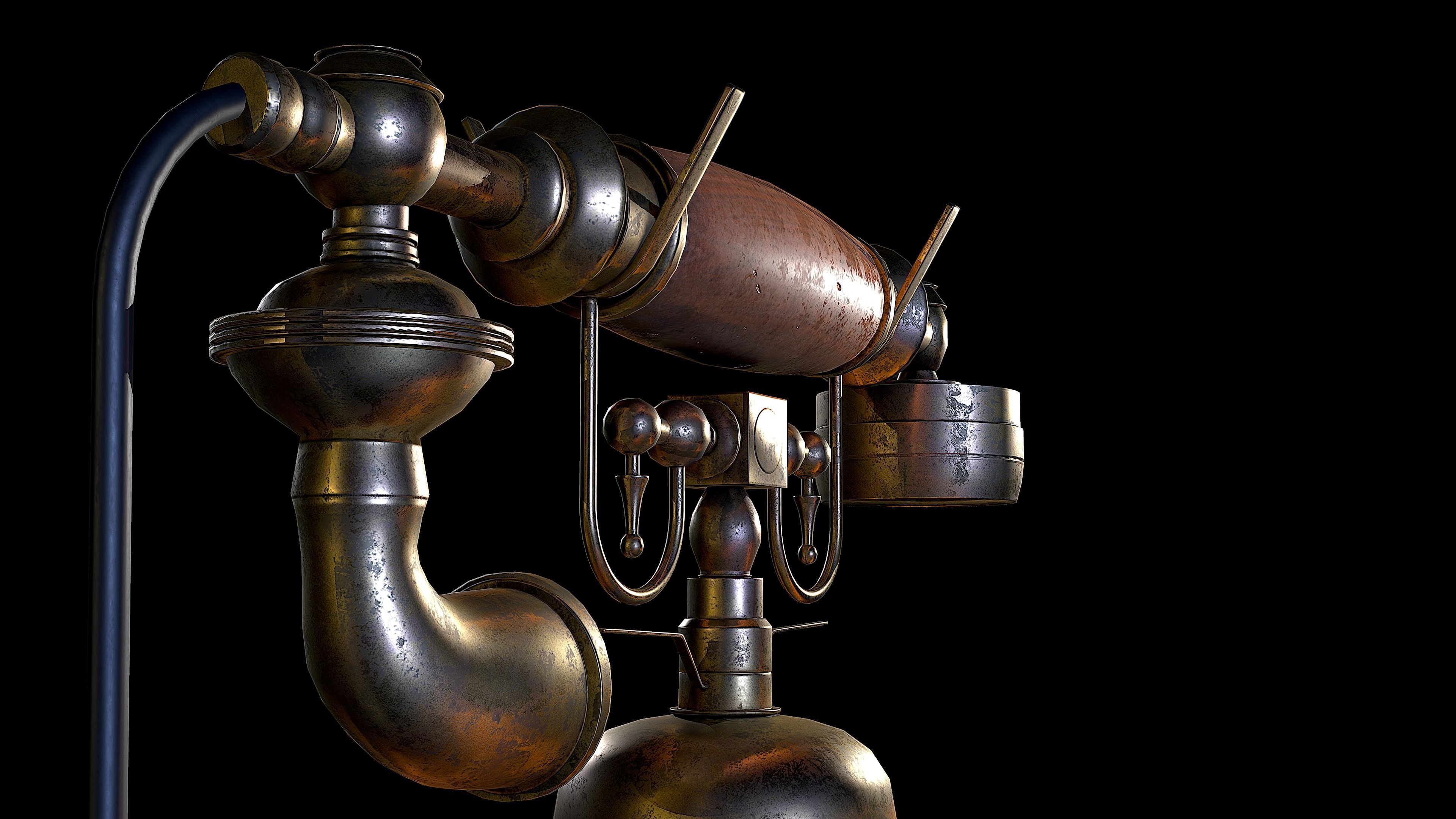 Old Rotary Phone Low-poly 3D model_2