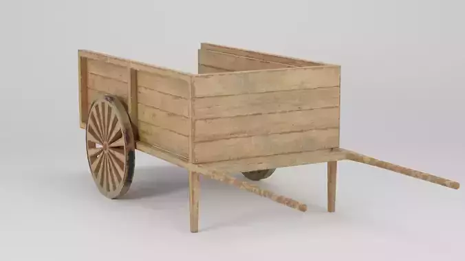 Wooden Cart 90x250x81 Low-poly 3D model