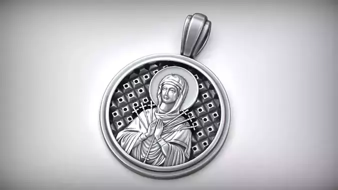 Blessed Virgin Mary Icon Seven Arrow Orthodox Pendant