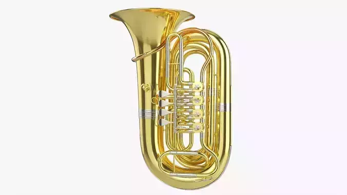 Brass bell tuba 3D model