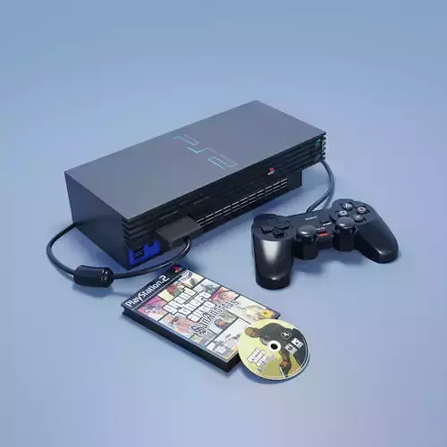 Playstation 2 console with dvd player and controller