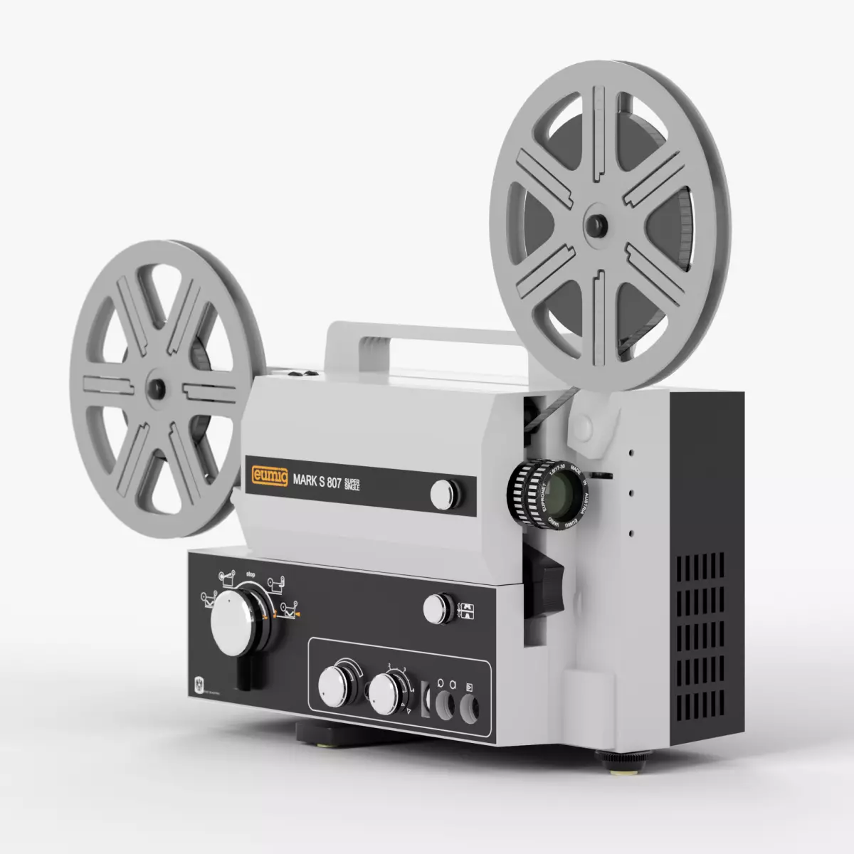 Eumig Mark S 807 Super Single Projector Low-poly 3D model_0