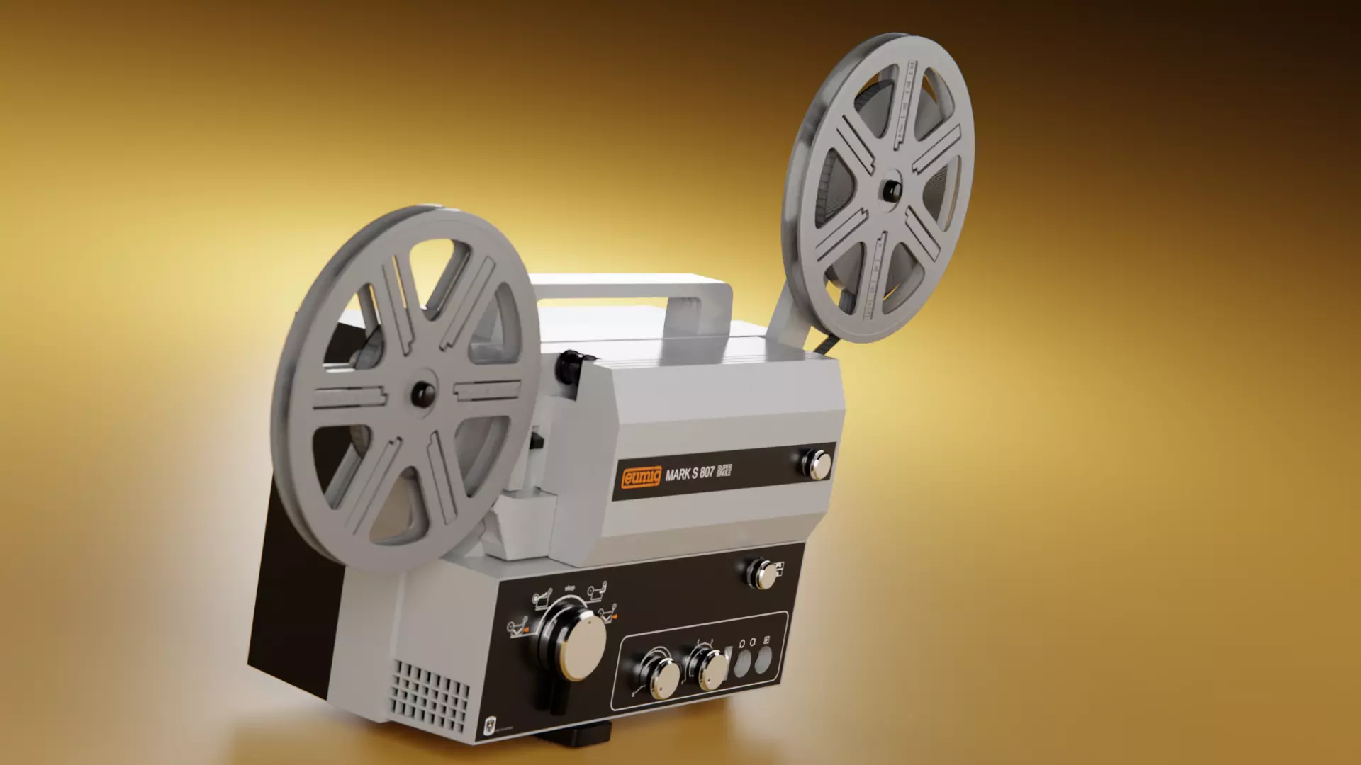 Eumig Mark S 807 Super Single Projector Low-poly 3D model_4