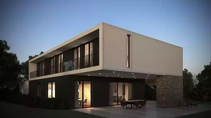 Exterior House Scene 8 Day Dusk 3D model 3