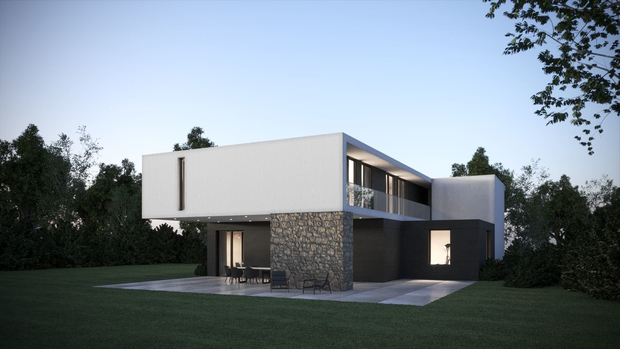 Exterior House Scene 8 Day Dusk 3D model_1