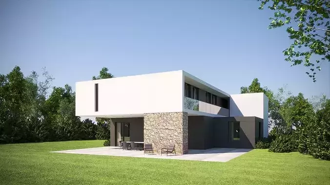 Exterior House Scene 8 Day Dusk 3D model 5