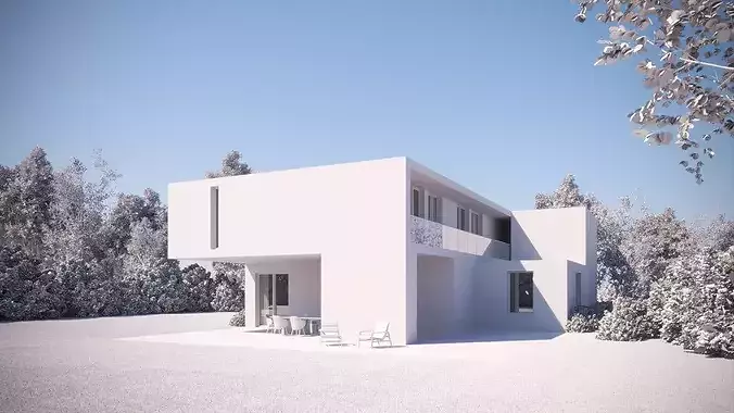 Exterior House Scene 8 Day Dusk 3D model 7