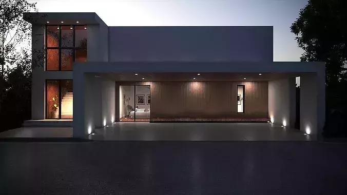 Exterior House Scene 8 Day Dusk 3D model 6