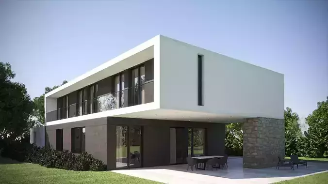 Exterior House Scene 8 Day Dusk 3D model