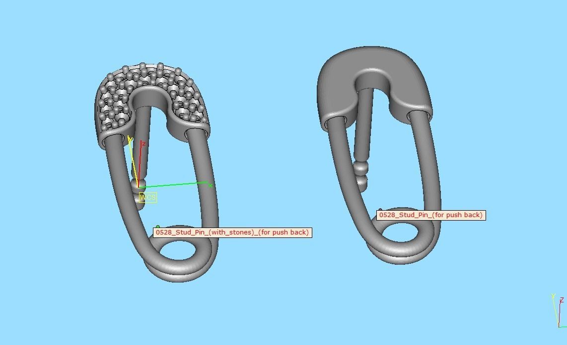 Diamond Safety Pin Stud Earrings Bespoke Earrings 3dmodel 3D print model_27