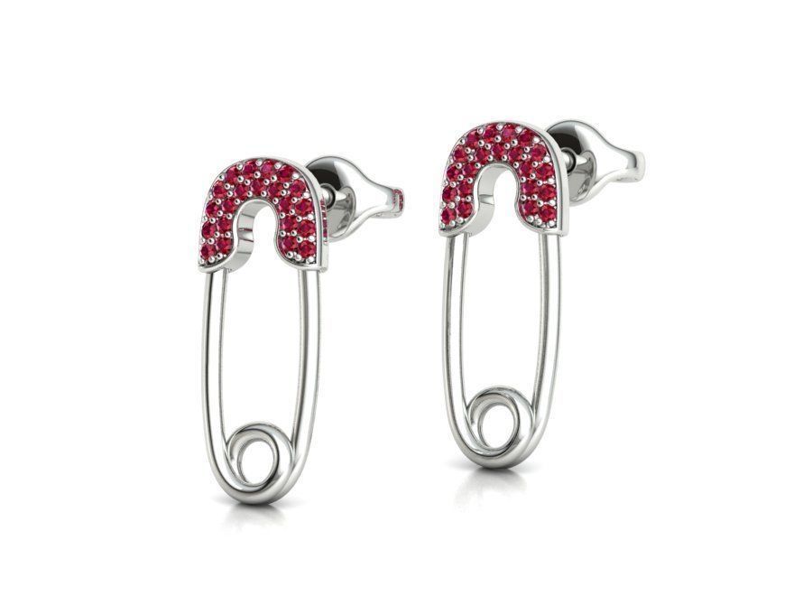 Diamond Safety Pin Stud Earrings Bespoke Earrings 3dmodel 3D print model_12