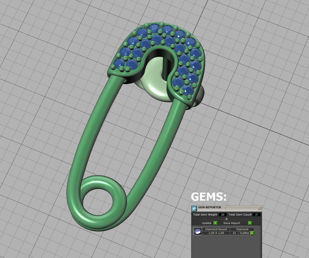 Diamond Safety Pin Stud Earrings Bespoke Earrings 3dmodel 3D print model_26