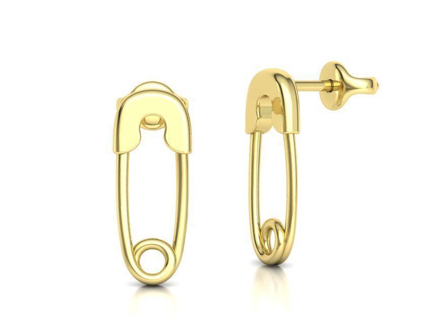 Diamond Safety Pin Stud Earrings Bespoke Earrings 3dmodel 3D print model_23