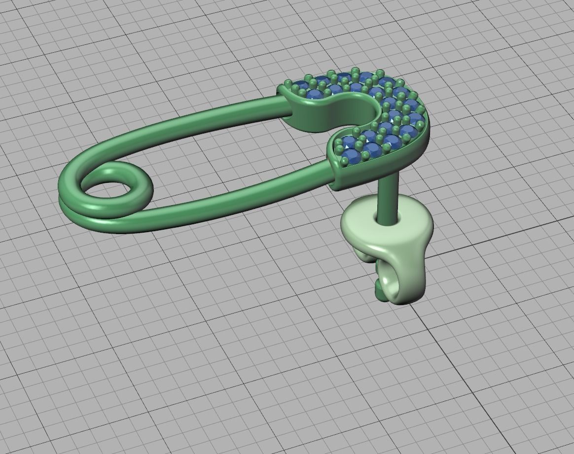 Diamond Safety Pin Stud Earrings Bespoke Earrings 3dmodel 3D print model_35