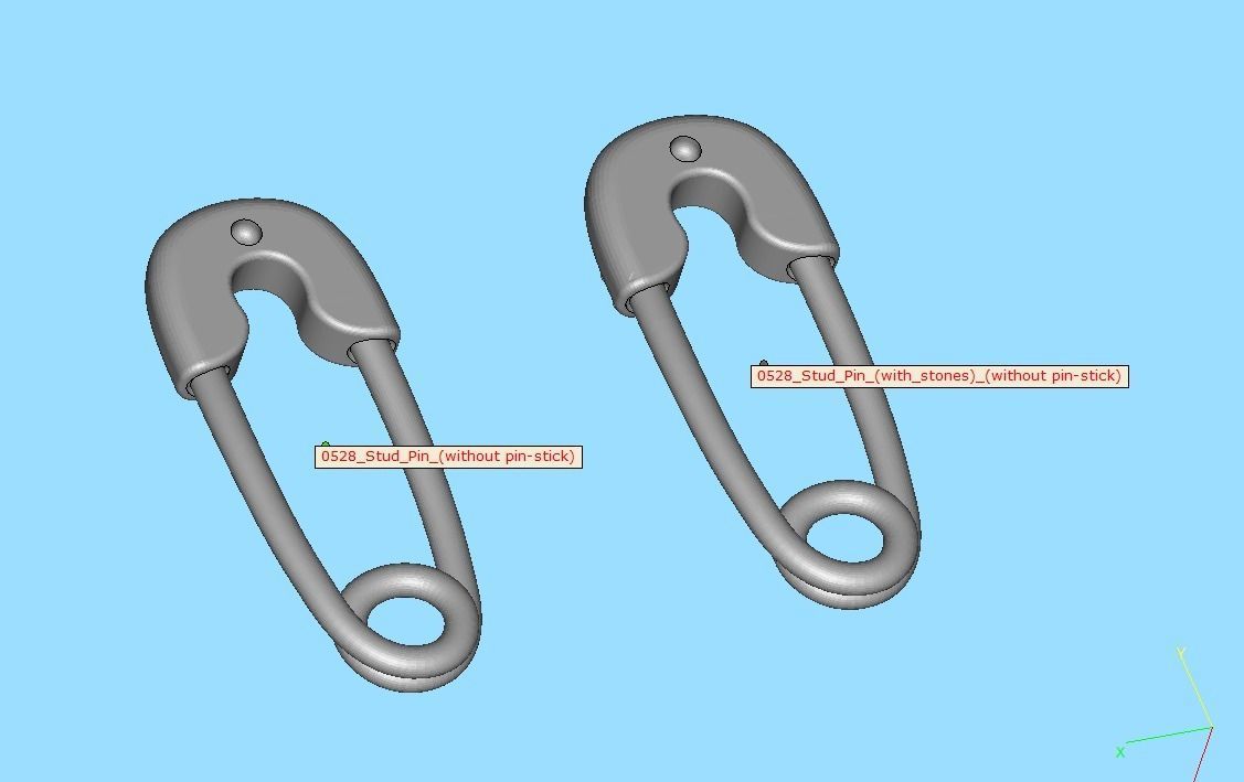 Diamond Safety Pin Stud Earrings Bespoke Earrings 3dmodel 3D print model_30