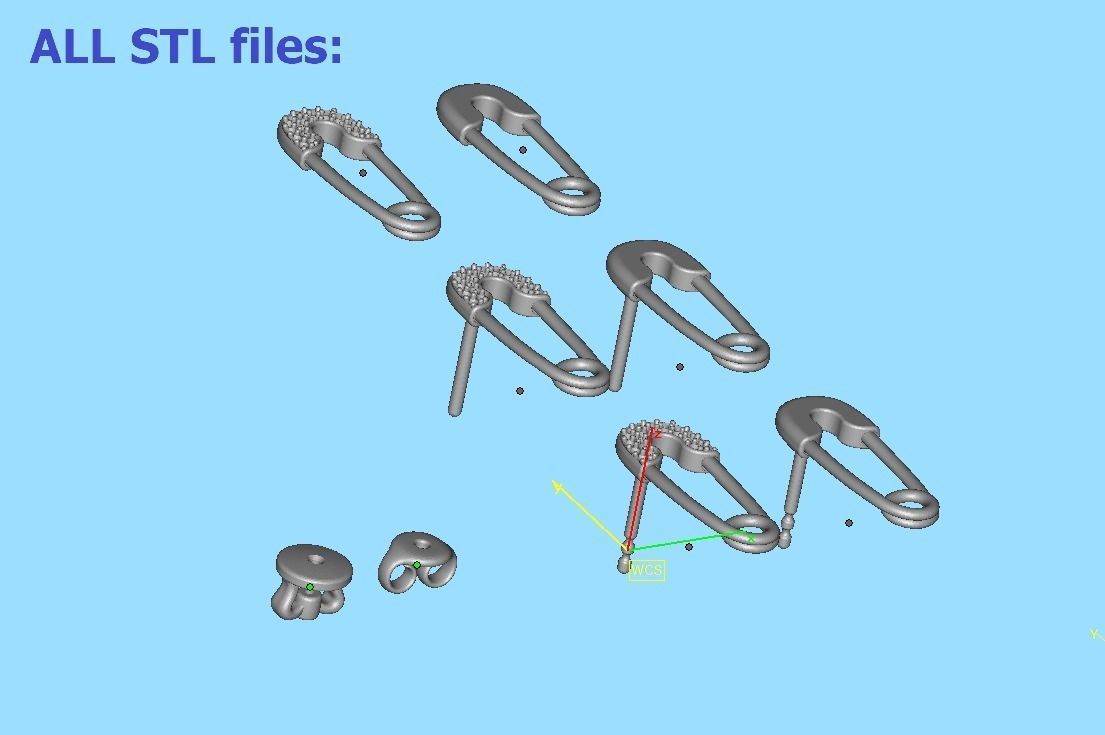 Diamond Safety Pin Stud Earrings Bespoke Earrings 3dmodel 3D print model_31