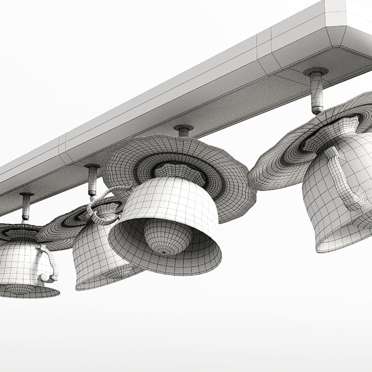 illuminator light fixture with four lights 3D model_1