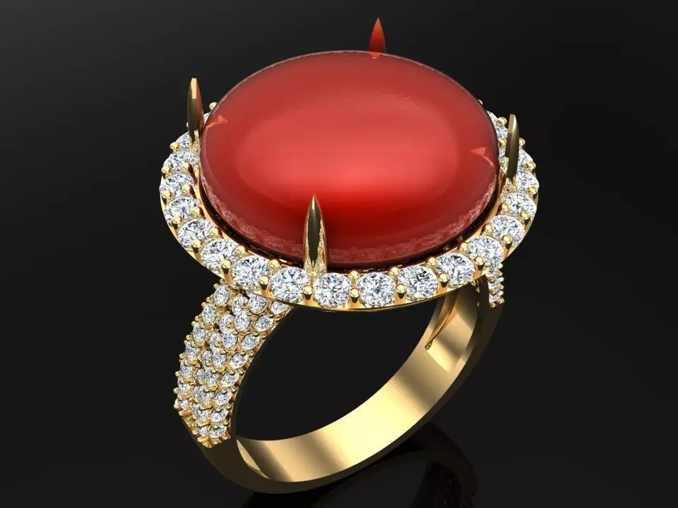 Gemstone Rings - Oval stone ring - Womens Rings 3D print model