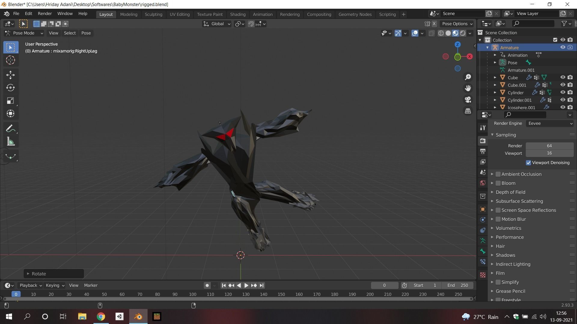 Low Poly Monster - baby monster Low-poly 3D model_5