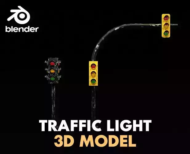 traffic light Low-poly 3D model