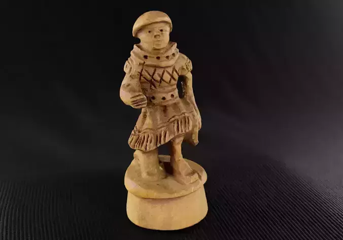 Wood Chess Pawn Handmade - Chessboard A - White Pawn 06 -