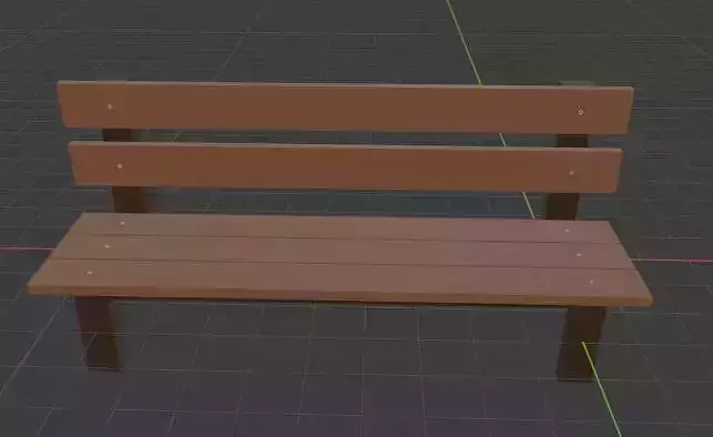 Low Poly Bench 3D model wooden Free low-poly 3D model