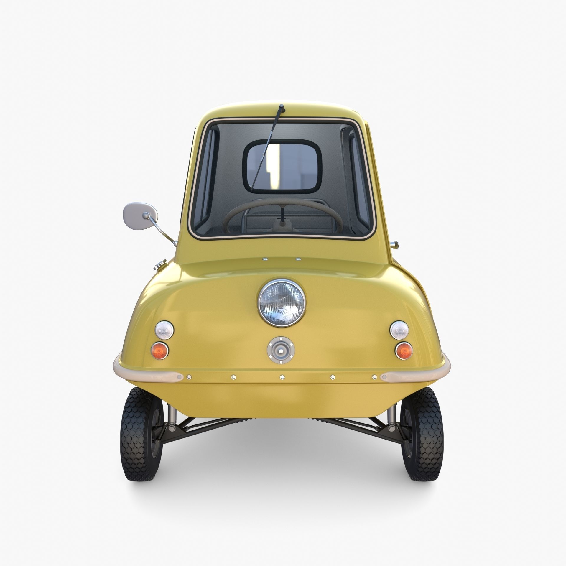 Generic 50cc Microcar with interior and chassis 3D model_9