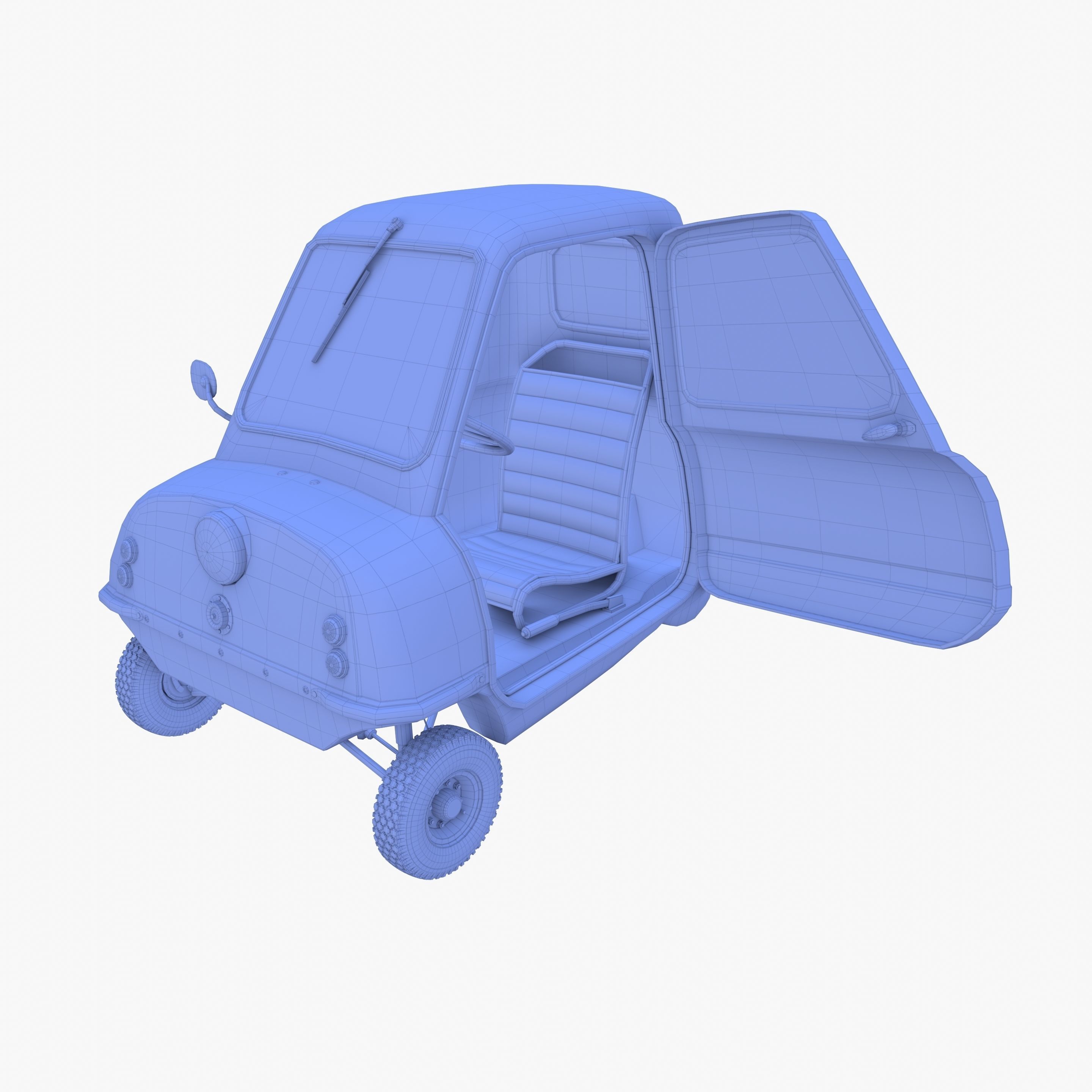 Generic 50cc Microcar with interior and chassis 3D model_20