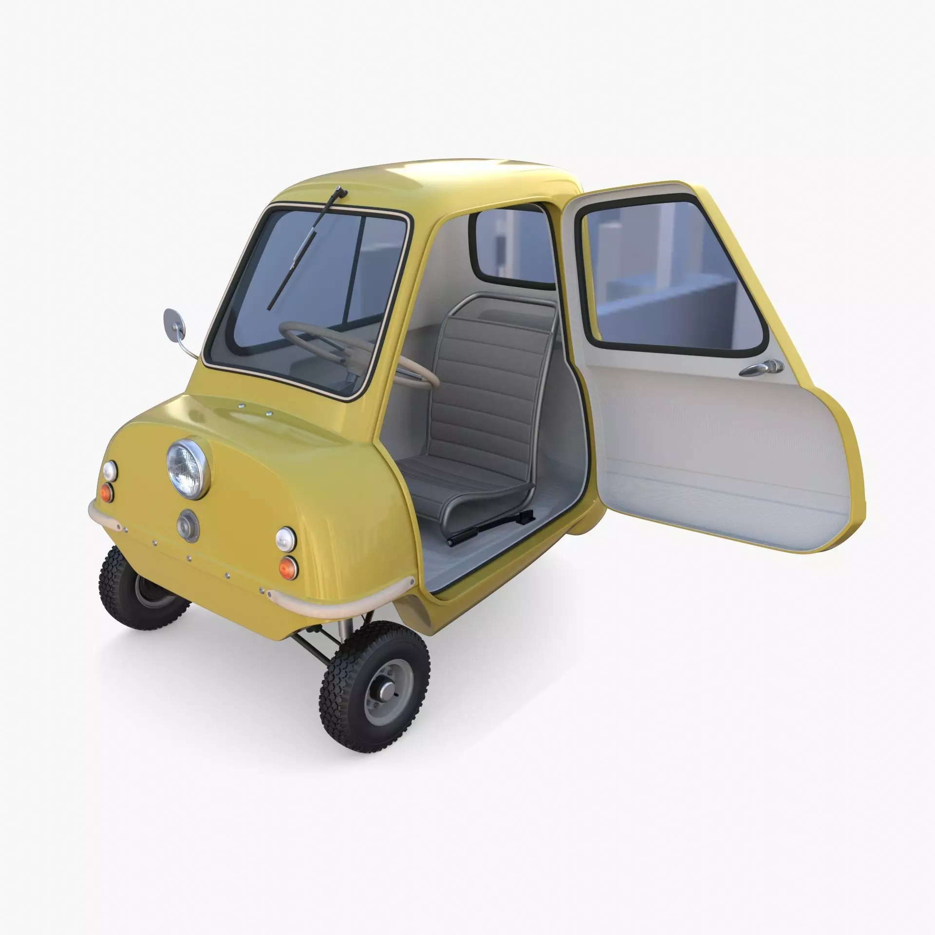 Generic 50cc Microcar with interior and chassis 3D model_0