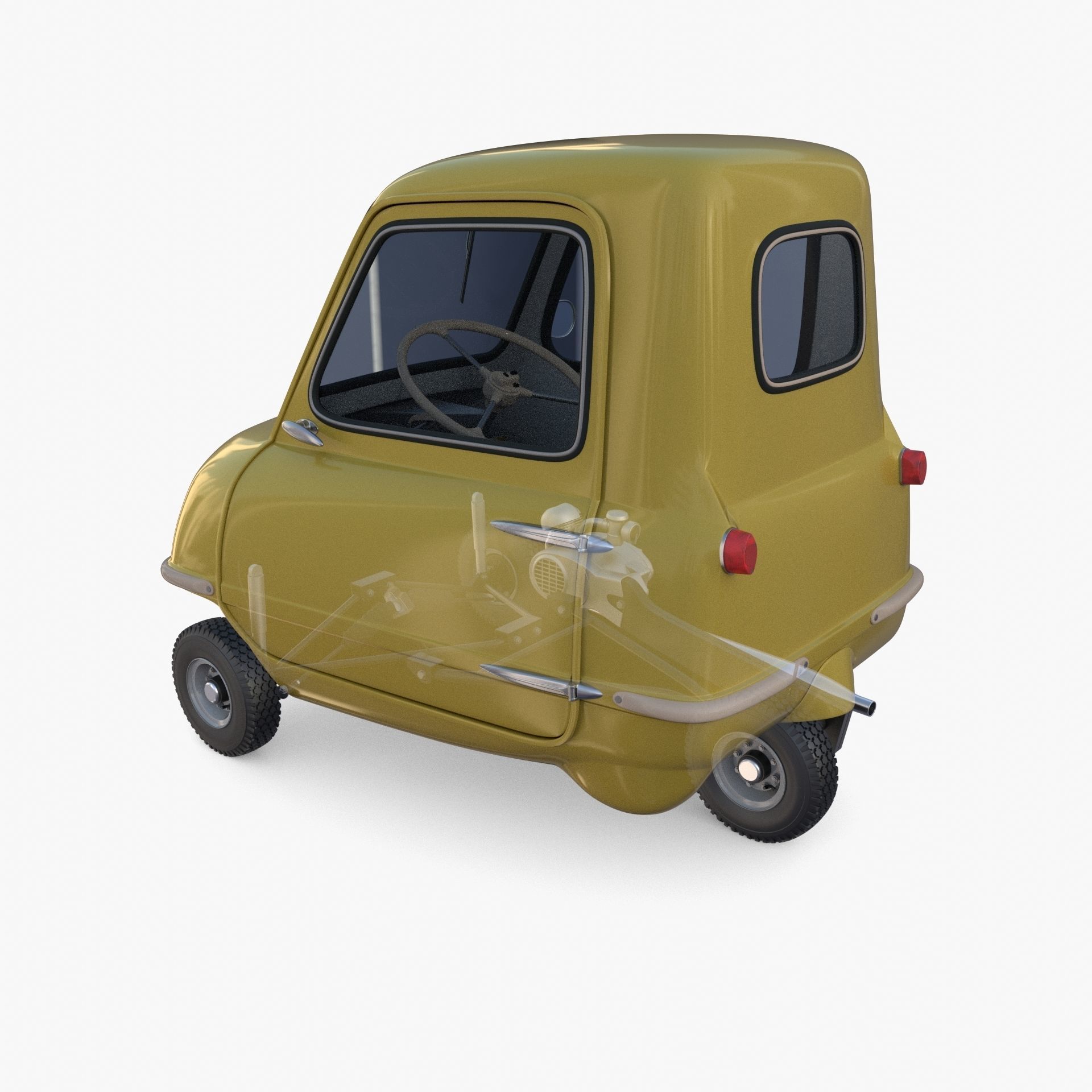 Generic 50cc Microcar with interior and chassis 3D model_3